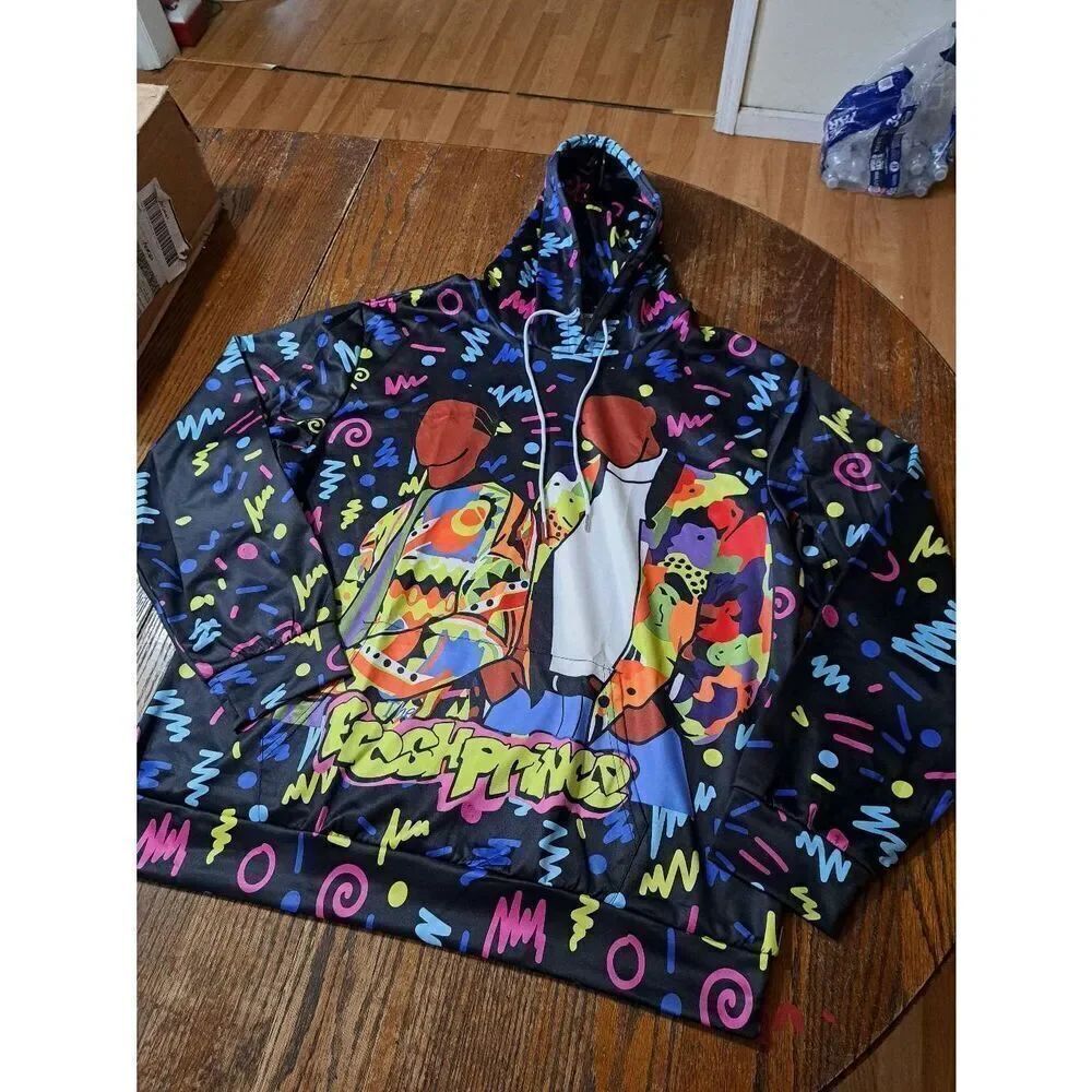 New Large Fresh Prince Bellair Long Sleeve Pullover Hoodie Hooded Shirt Colorful